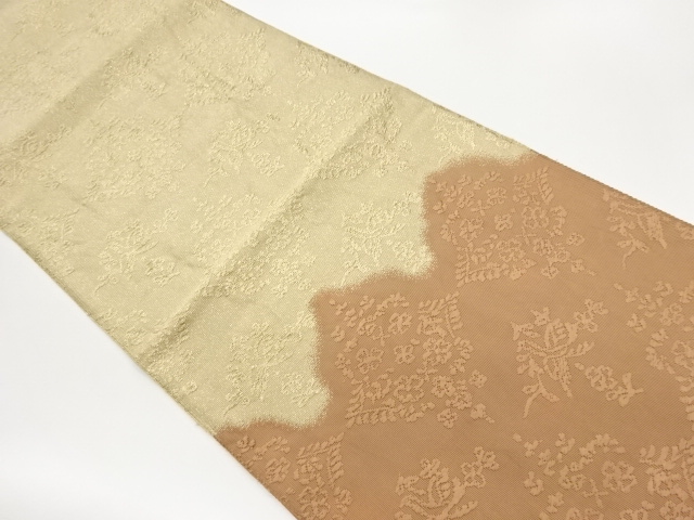 綴れ花葉模様織出し名古屋帯